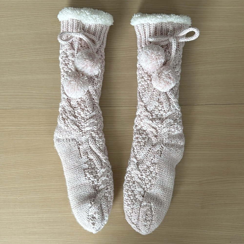 Express Pink Cable Sock Slippers